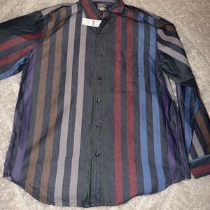 J. Crew Men's Striped Shirt - Blue, Red, Green, Gray